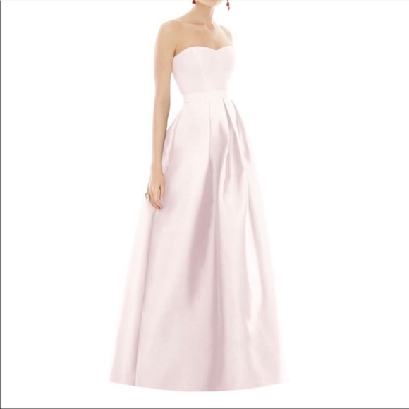 ALFRED SUNG Dresses & Skirts - Alfred Sung Strapless Satin Twill A-Line Belted Gown